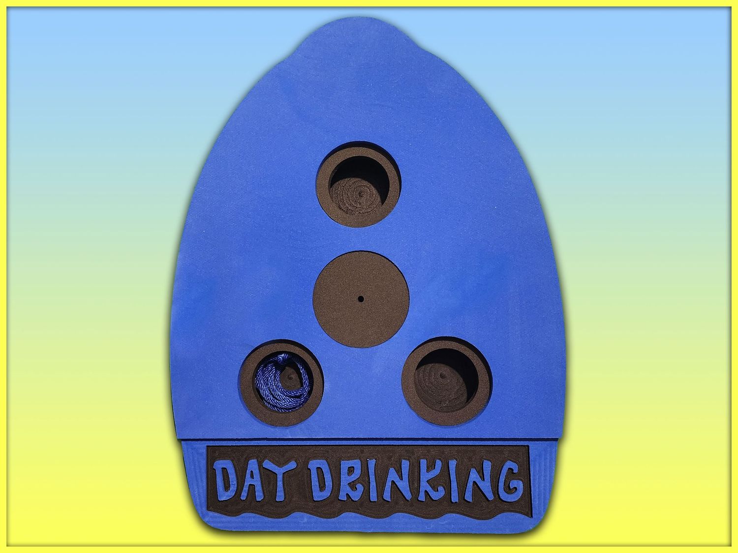 Embossed "DAY DRINKING" Cocktail Kickboard, Board Color: Black-Blue