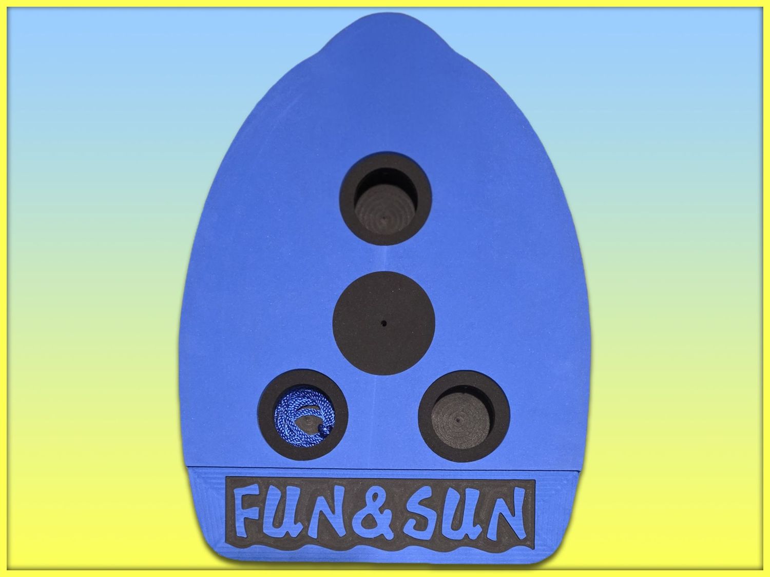 Embossed "FUN & SUN" Cocktail Kickboard, Board Color: Black-Blue