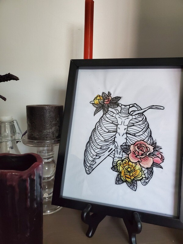 Floral ribcage embroidery