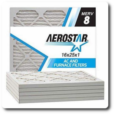 Furnace Filters, Pleated Merv 8 - 16x25x1, 12 Pack