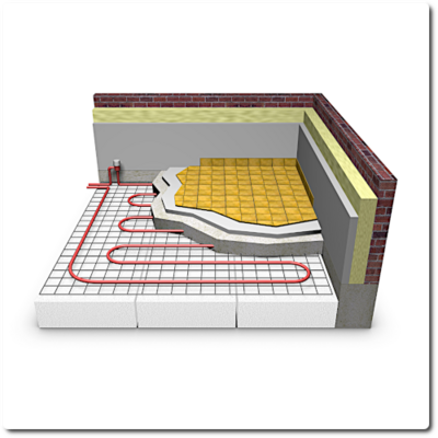 Basement High Efficient Floor Heating Installation