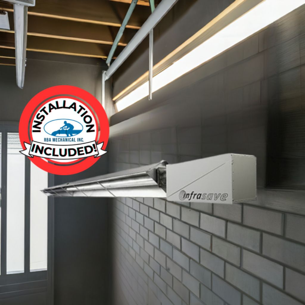 INSTALL Included: Infrasave JJ-E130-CN, 40 foot 130,000 btu Commercial Radiant Tube Heater (replacement)