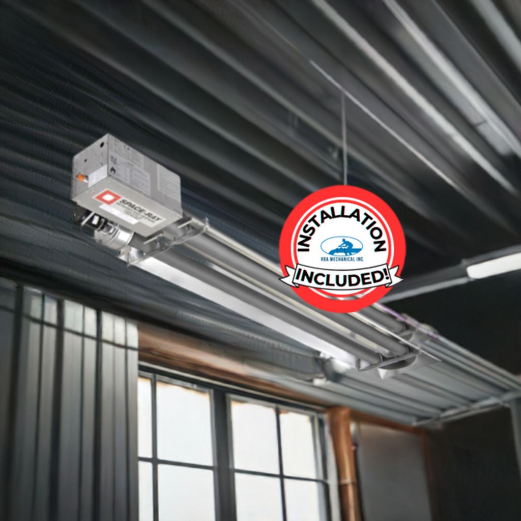 INSTALL Included: SpaceRay Garage Infrared Radiant Tube Heater, CB50-N5, 50,000 btu (new install)