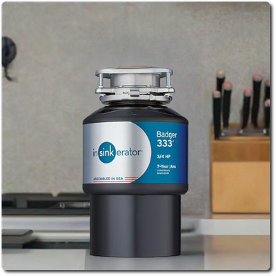 Incl. Inst - InSinkErator Contractor 333 Continuous Feed Food Waste Garbage Disposal 3/4 HP (with cord), replacement