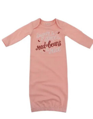 Red Beans and Rice 0-3 mos Baby Gown (girls)