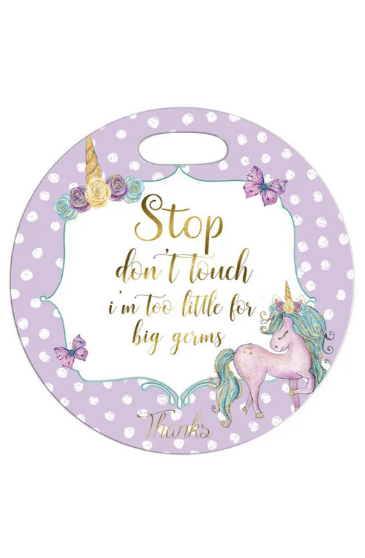 Baby Girl Unicorn Don't Touch Car Carrier Sign