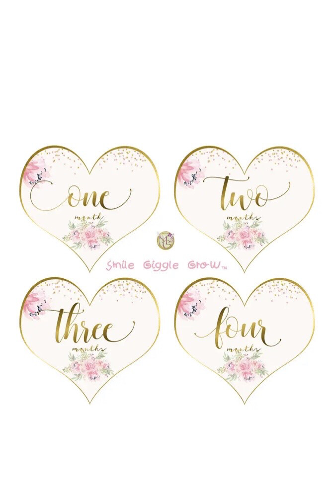 Baby Girl Heart Shaped Month Stickers