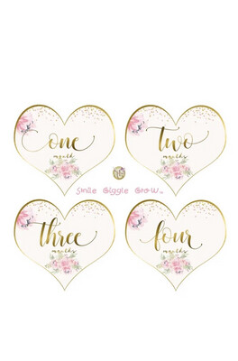 Baby Girl Heart Shaped Month Stickers