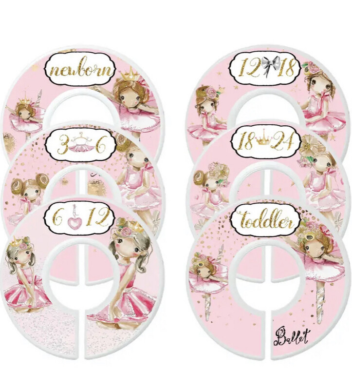 Ballerina Pink and Gold Nursery Closet Dividers
