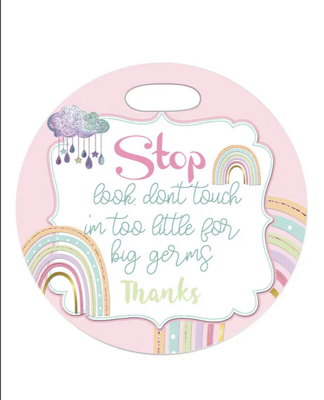 Blush Pink Baby Girl Pastel Rainbow Car Carrier Sign