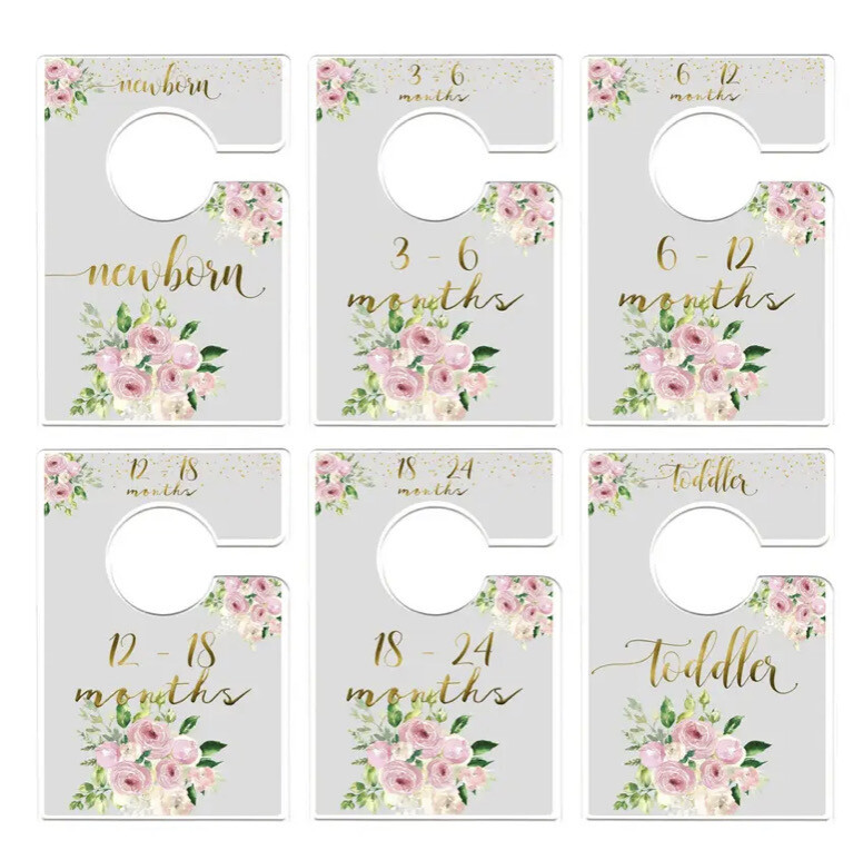 Mauve and Grey Baby Girl Floral Closet Dividers