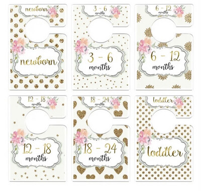 White and Gold Nursery Closet Age Sizers Closet Dividers