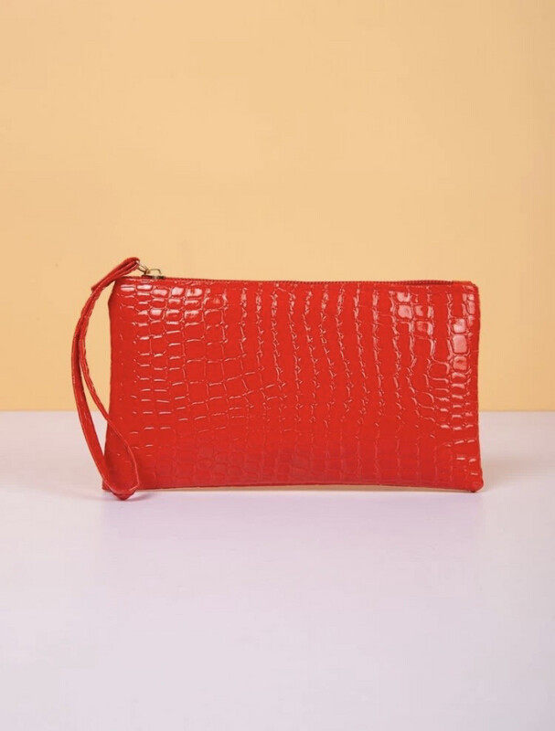 Red Croc  Mini Embossed Clutch Bag