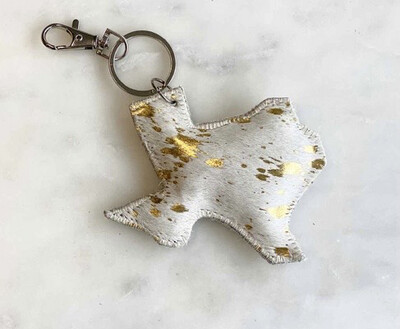 Texas Speckled Metallic Leather Keychain Clip