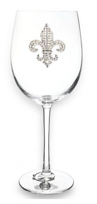 Diamond Fleur de Lis Jeweled Stemmed Stemmed Wine Glass
