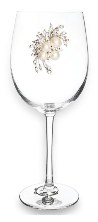 Pearl Bouquet Jeweled Stemmed Wine Glass
