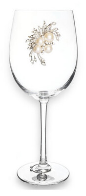 Pearl Bouquet Jeweled Stemmed Wine Glass