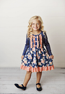 Flowers & Polka Dot Wish Coral Dress