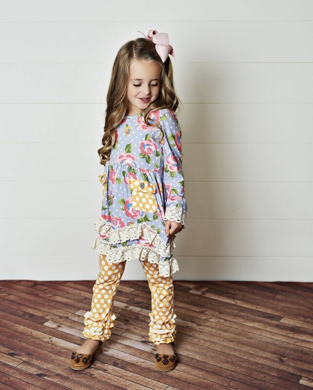 Purple Floral  & Polka Set