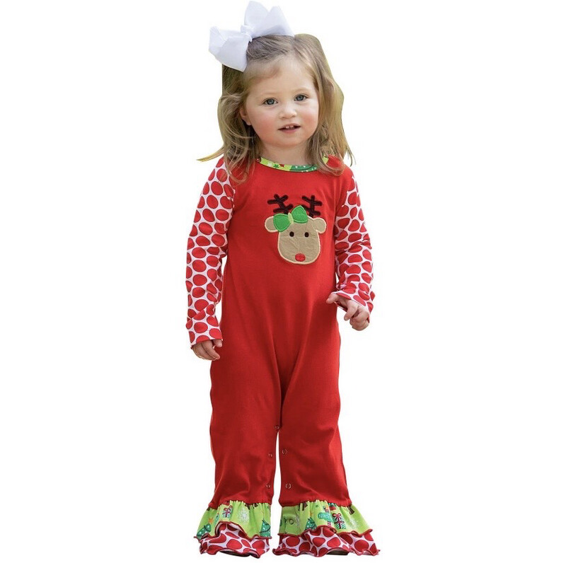 Christmas Polka Dot reindeer Romper