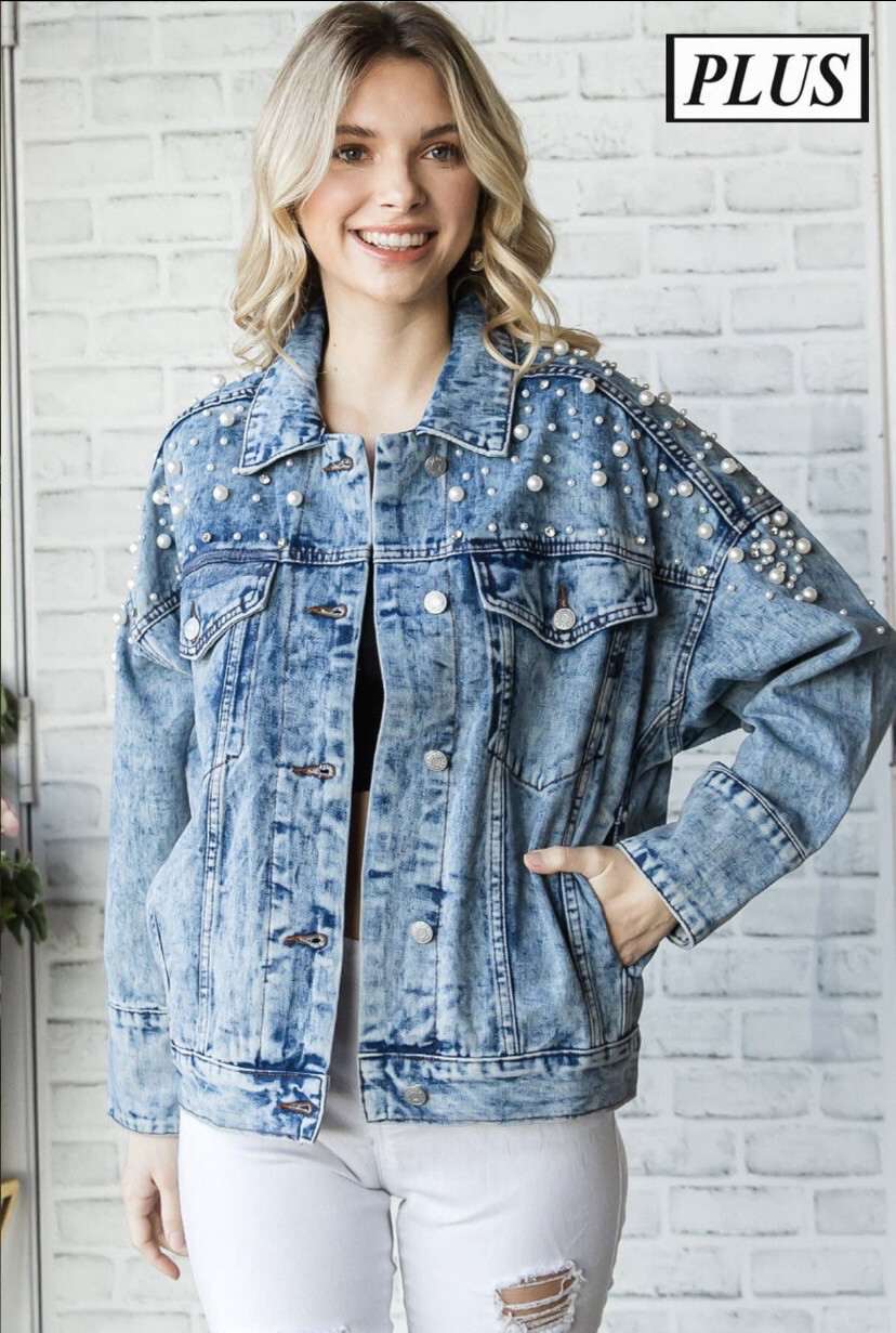 ジャケット・アウター Misaligned pearl jacket No.1 Pearl And Rhinestone Jacket Short (plus)