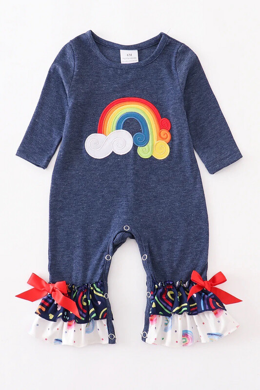 Navy Rainbow Romper
