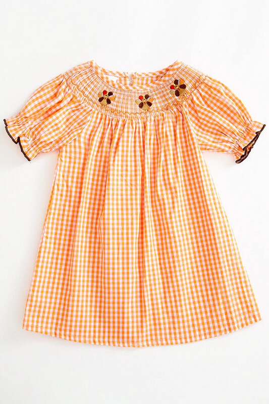 Orange plaid Turkey Smock Dress