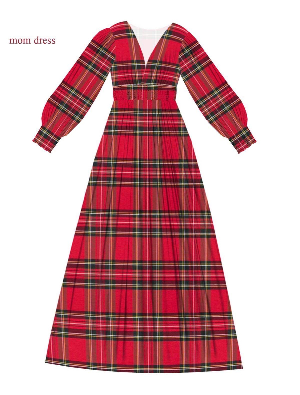 Coco Claus Mom Plaid Maxi Dress Pre- Order