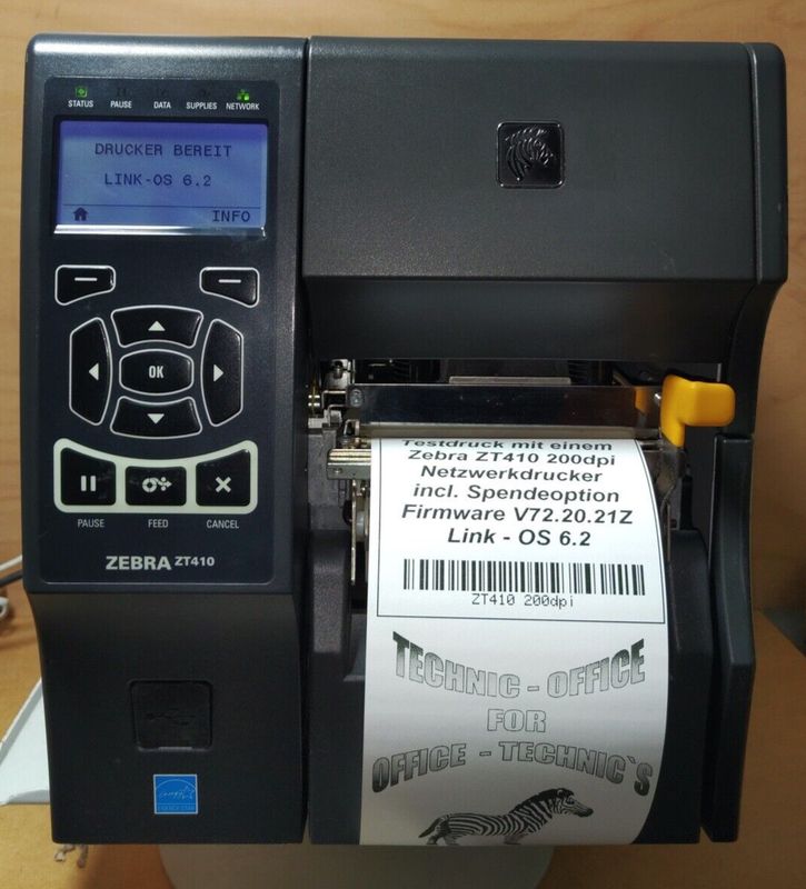 ZT41042-T3E0000Z Zebra Drucker ZT410 200dpi LAN, USB, Bluetooth, seriel. Peeler