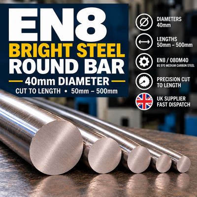 40mm EN8 Bright Round Steel Bar
