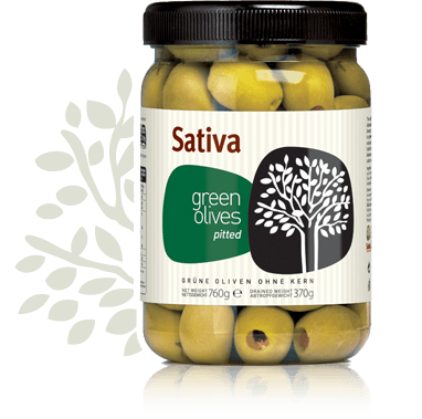 Entkernte grüne Halkidiki Oliven in Salzlake - "Sativa Olivenkultur"
Abtropfgewicht: 400 g | Nettogewicht: 770 g