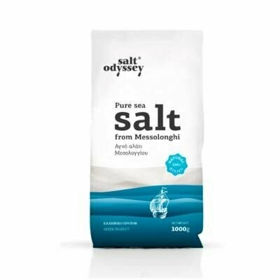 "Hontro Thalassino Alati Mesologgiou", Grof Zuiver Zeezout uit Messolonghi - "Zout Odyssee" 1kg