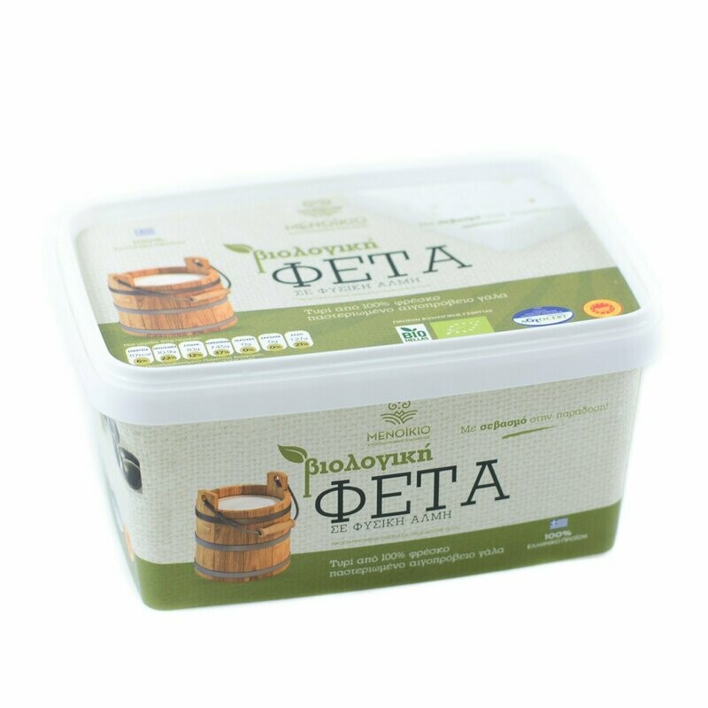 "BIO Feta", Organic Feta Cheese in Natural Brine (P.D.O.) (400g) - "Menikio"