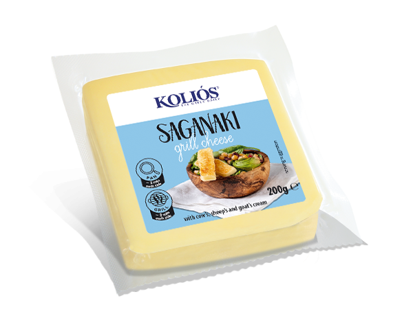 "Saganaki", Yellow Semi-Hard Cheese for Grill & Pan - "Kolios", 2 x 100g