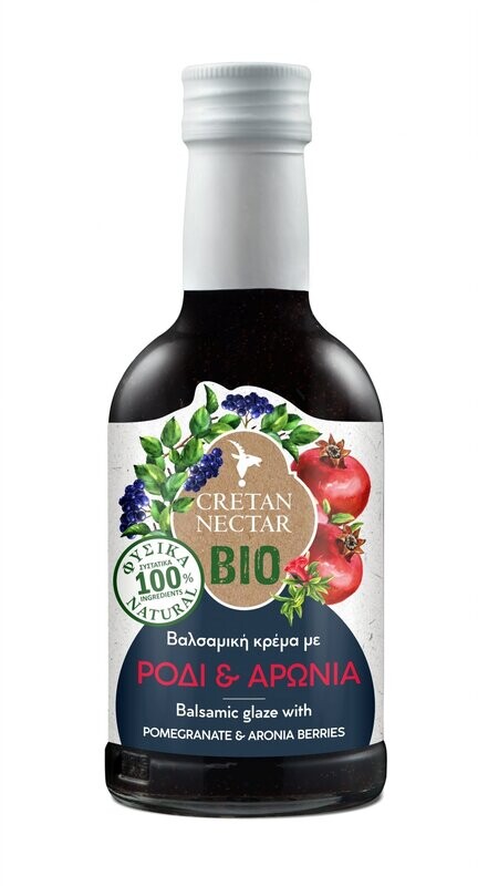 Organic Balsamic Cream with Pomegranate & Aronia Berries  - "Cretan Nectar" - 250ml