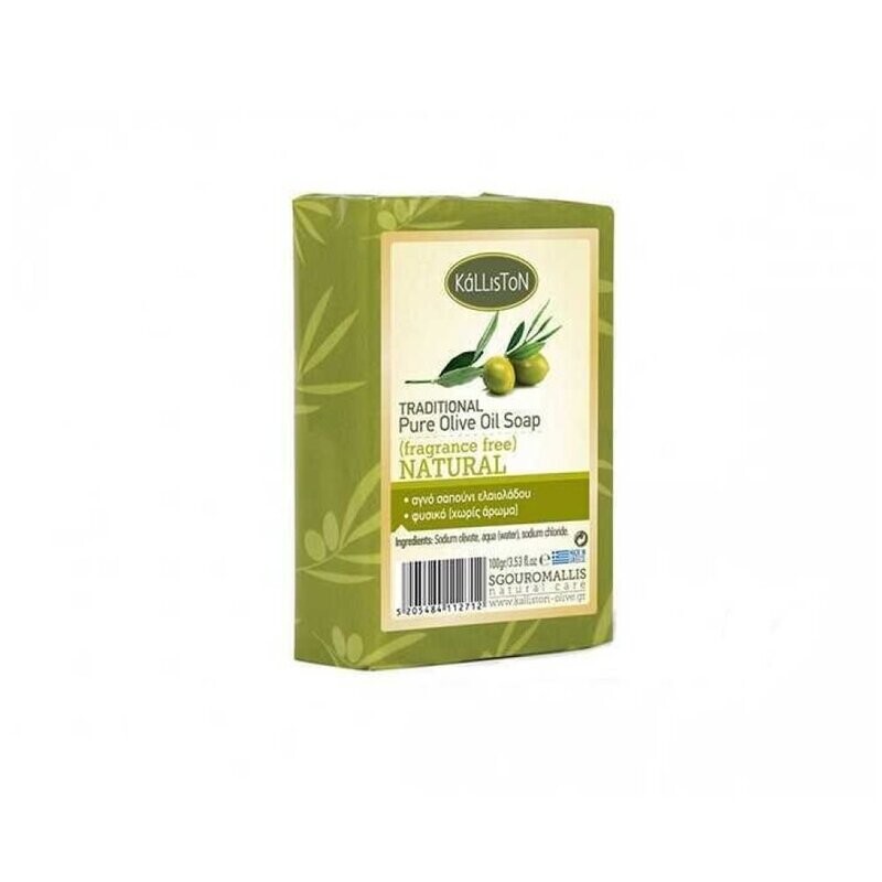 Green Traditional Soap (KALLISTON) (100gr) - with pure natural olive oil (without aroma).