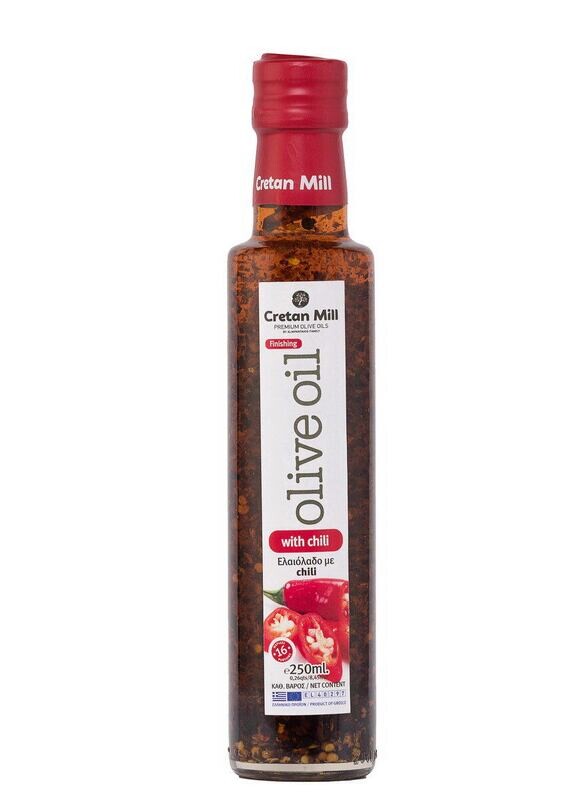 "Elaiolado me Kafteri Piperia", Extra Virgin Olive Oil Naturally Flavoured with Chili Pepper (250ml) - "Cretan Mill"