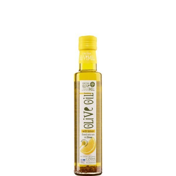 Natives Olivenöl Extra, natürlich gewürzt mit Zitrone (250 ml) - "Cretan Mill"