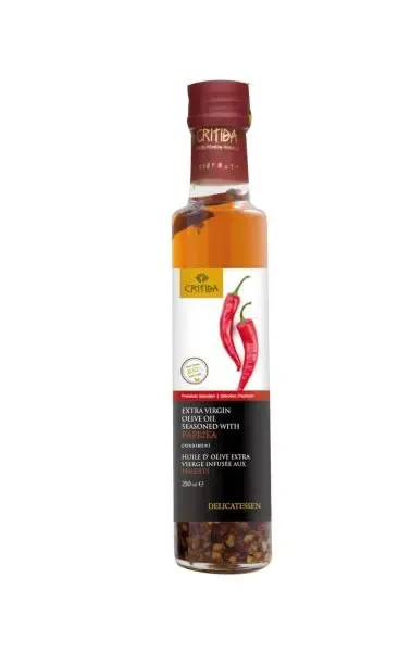 "Elaiolado me Kafteri Piperia", Natives Olivenöl Extra, natürlich gewürzt mit Chili-Pfeffer (250 ml) - "Critida"