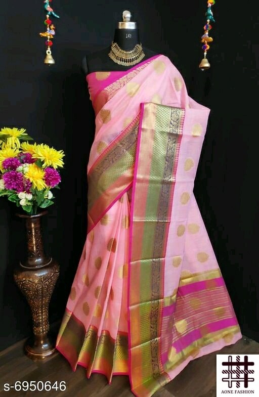 Aishani Refined Sarees*
Saree Fabric: Linen
Blouse: Running Blouse
Blouse Fabric: Cotton Silk
Pattern: Zari Woven
Blouse Pattern