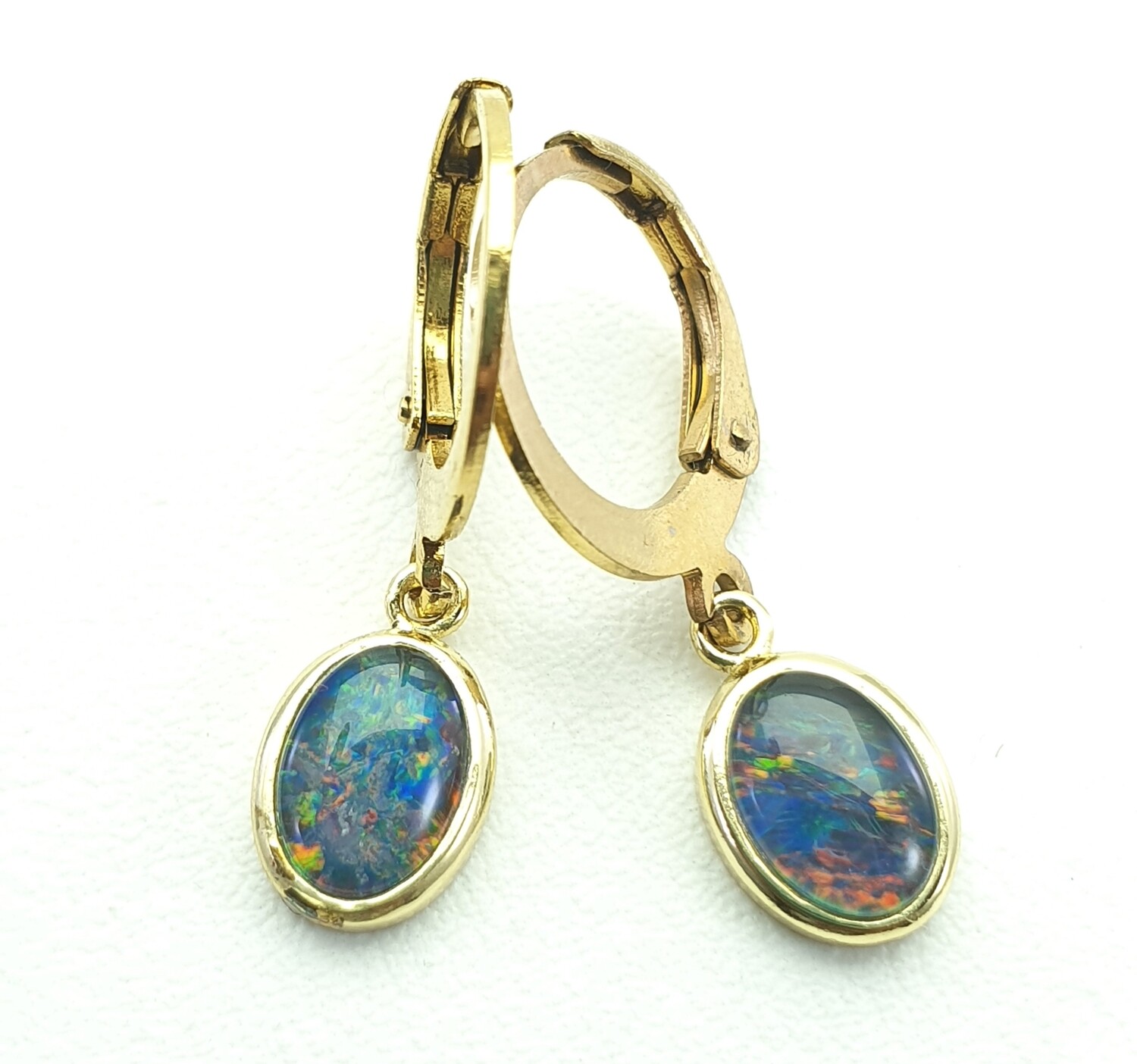 Black Opal Triplet - GP on Silver - Earring Black Opal Triplet - GP on Silver - Earring