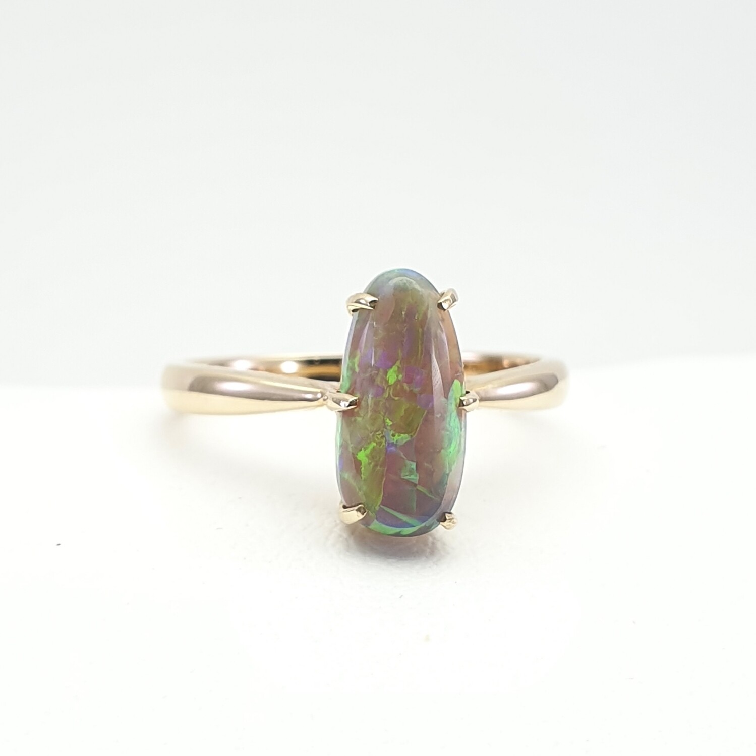 Solid Black Opal Ring , Gold