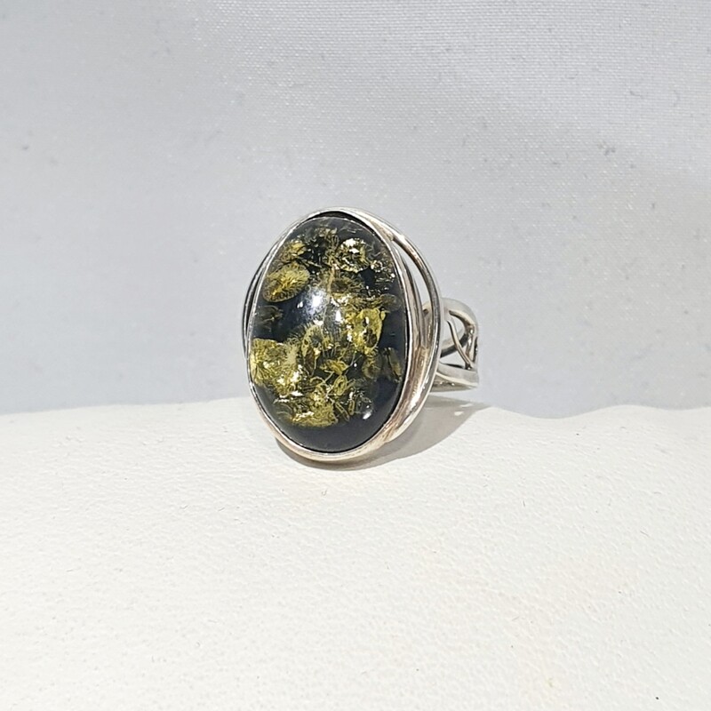 Green Amber Ring