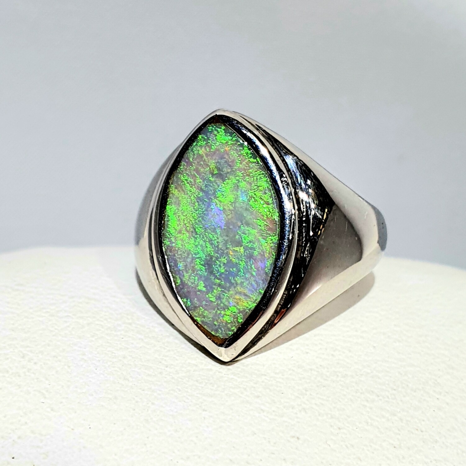 Solid Black Opal ring