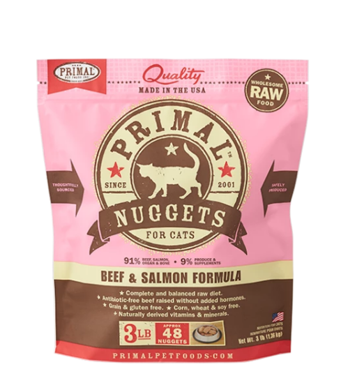 Primal Cat Frozen Nugget Beef &amp; Salmon