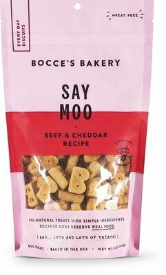 Bocce's Bakery Say Moo Biscuits Beef & Cheddar Recipe Dog Treats, 12-oz bag