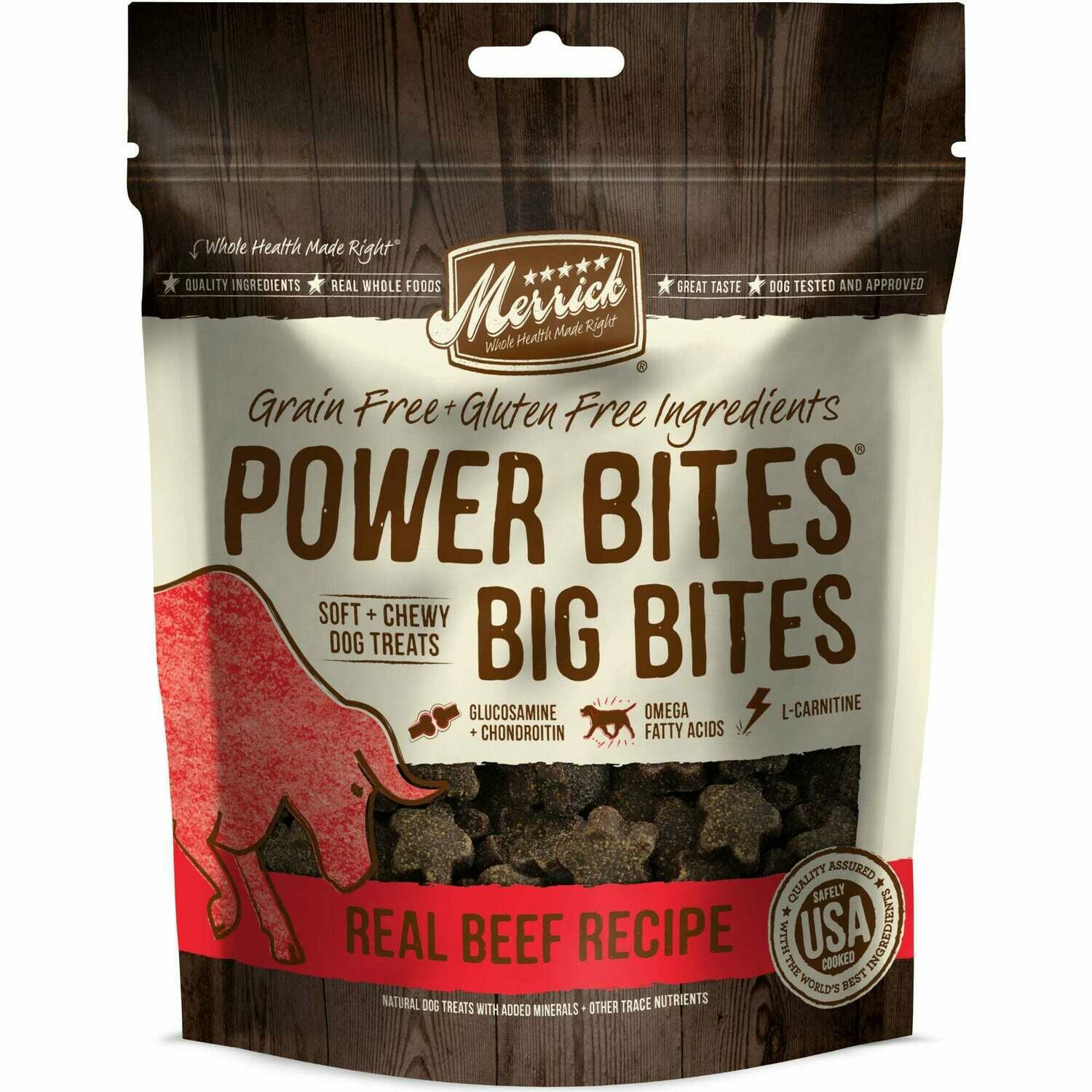 Merrick Power Bites Big Bites Real Beef Recipe Training Treats 6 oz