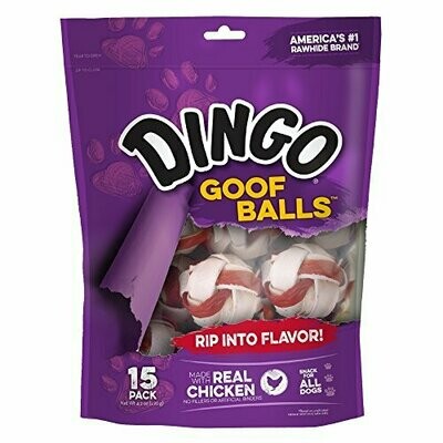Dingo 15 Count Goofballs Chicken & Rawhide Chews, Small, One Size