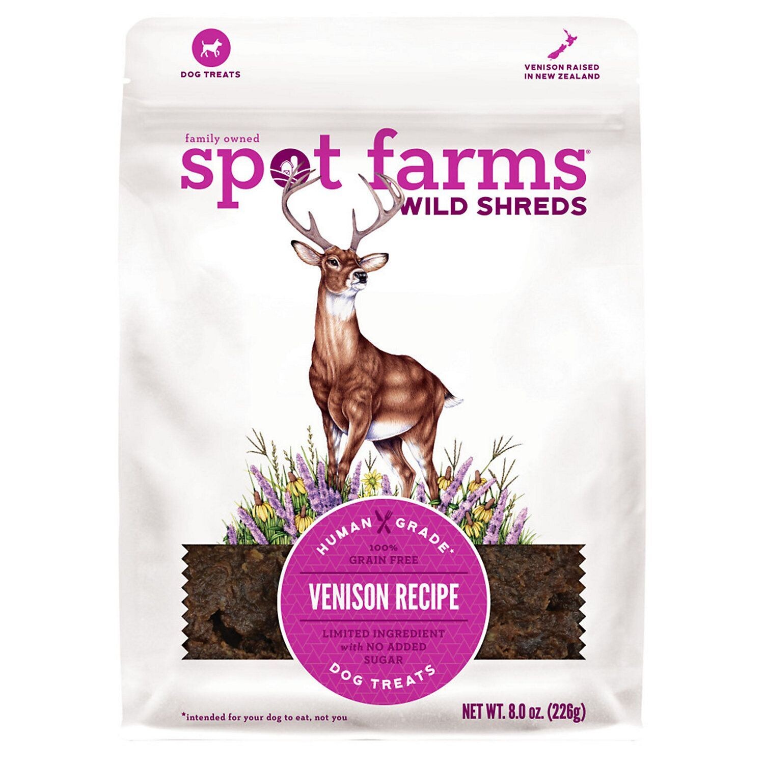 Spot Farms All Natural Wild Shreds Venison Recipe Dog Treats, 8 oz.