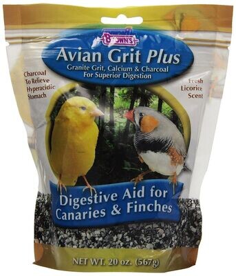 Brown's Avian Grit Plus Digestive Aid for Finches and Canaries with Licorice Scent, 20-Ounce